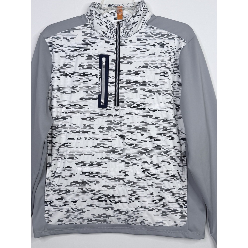 Peter Millar Weld Elite Hybrid 1/2 Zip White Gale Gray Pullover Jacket Large - Picture 2 of 12